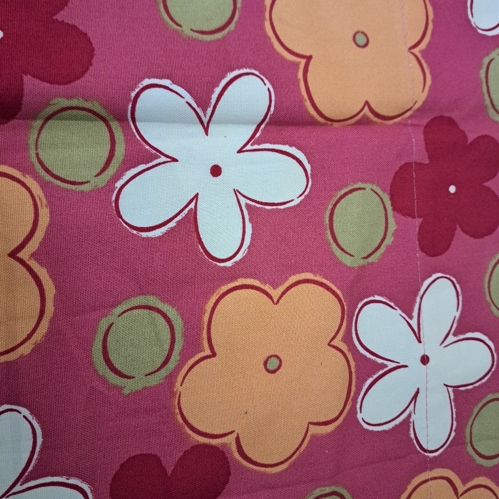 VIBRANT BOLD flower power curtain valance lined pink MOD rod pocket coastal - Picture 5 of 8
